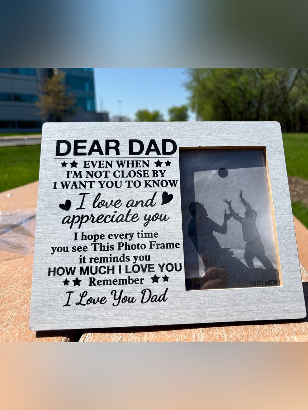 Dear Dad Photo Frame - White Wood Finish perfect Father’s Day present/gift